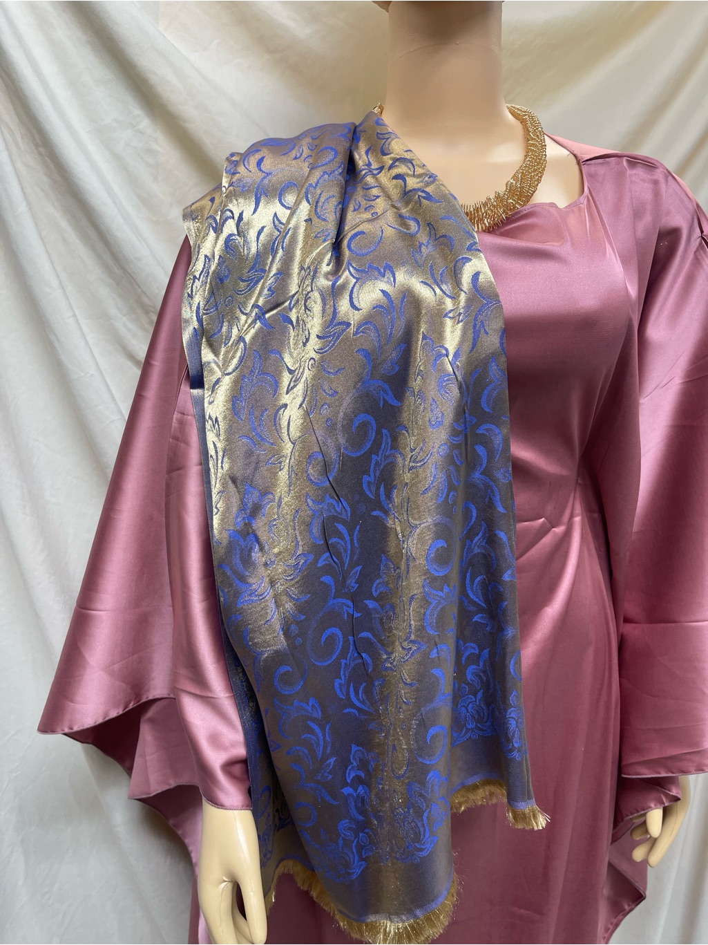Paisley Satin Scarf Elegant Metallic Sheen